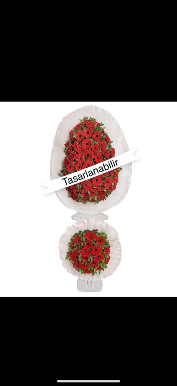 Kırmızı Gerberalar Çift Katlı Çelenk