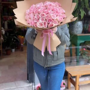 100 Adet Pembe Gül Buketi