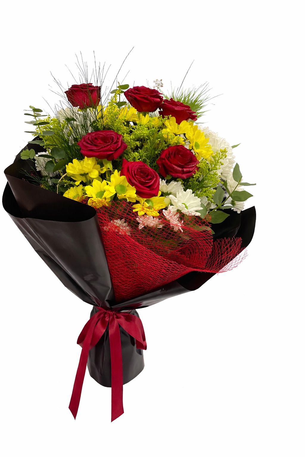KIRMIZI GÜLLÜ KARIŞIK ÇİÇEK BUKETİ - AYNI GÜN TESLİM